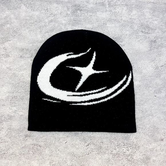 grunge gothic punk black and white star beanie - Picture 1 of 6